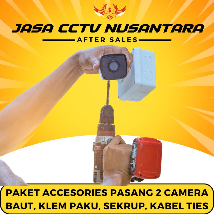 Paket Accesories Pasang Instalasi CCTV 2 Kamera Setting Online Analog & IP Camera