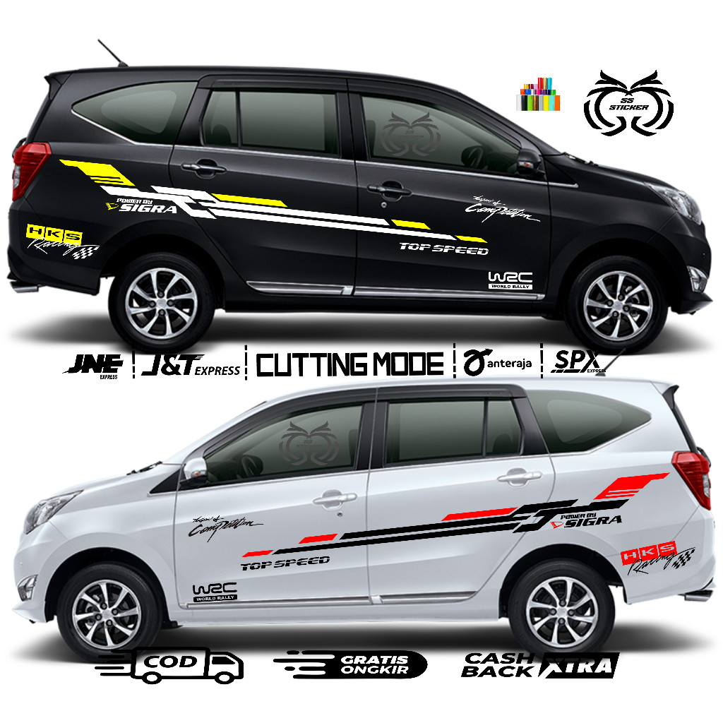 Stiker Mobil Sigra Cutting Stiker Mobil Daihatsu Sigra Striping Body Mobil Sigra Aksesoris Mobil Sig
