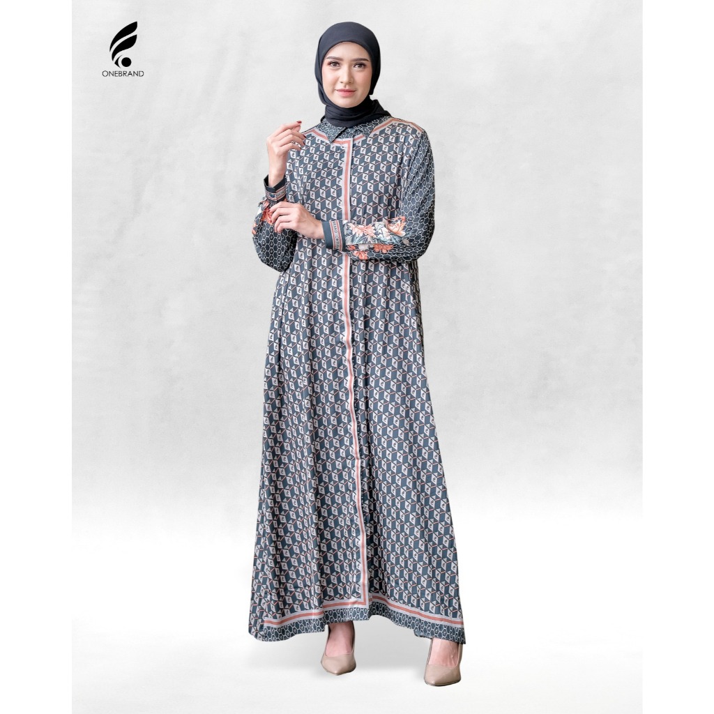 ONEBRAND Hijab ROSE GREEN Dress Silk | Gamis Dress Wanita Silk Premium Motif Elegan Casual