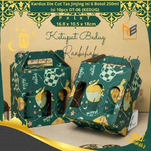 

10 Pcs Dus Jinjing Hampers Lebaran Muat 6 Botol 250ml Uk 16.8x10,5x18Cm Packaging Idul Fitri