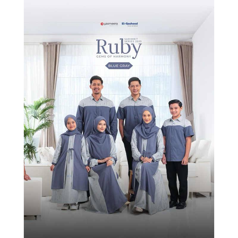 YASMEERA - Ruby Family Blue Gray / Sarimbit 2025 by Yasmeera Couple Keluarga Family Set Baju Lebaran