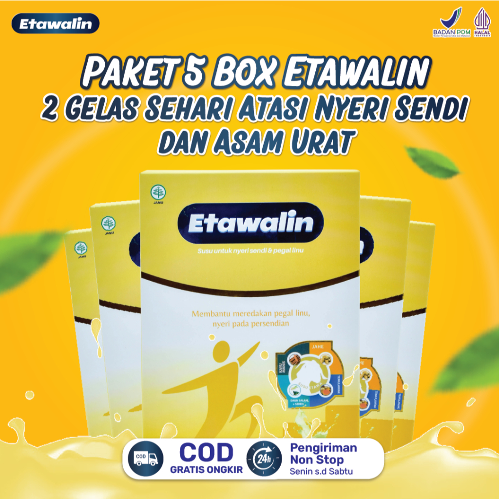 

Etawalin Paket 5 Box - Ampuh Atasi Nyeri Sendi Tulang dan Asam Urat