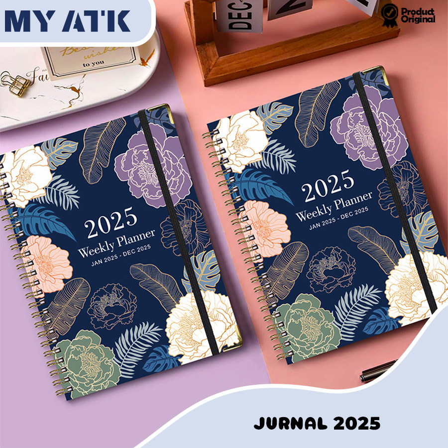 

Daily Weekly Monthly Planner A5 2025/ Buku Catatan A5 Bahasa Inggris 2025 Coil Diary Agenda Planner