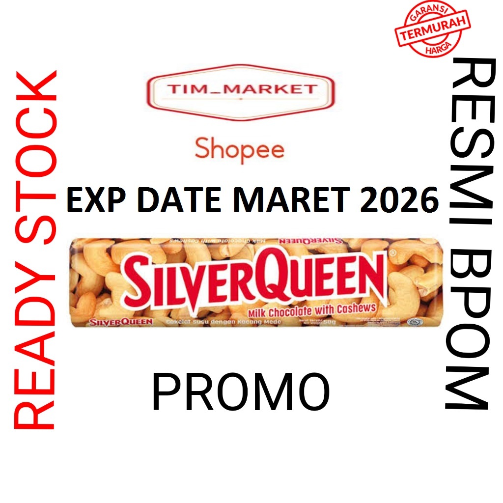 

SILVERQUEEN MILK CHOCOLATE WITH CASHEW 55 GR BESAR EXP TERBARU MARET 2026 HALAL PROMO TERMURAH !!!