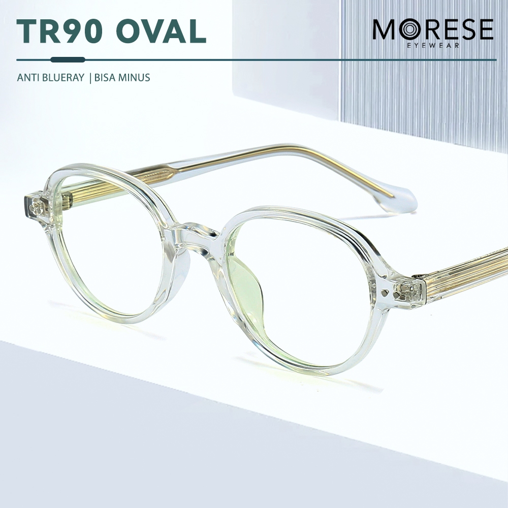 Morese Kacamata Antiradiasi Blueray Model Semi Bulat Tr90 Fashion Bold Pria Wanita Bisa Minus Keren 