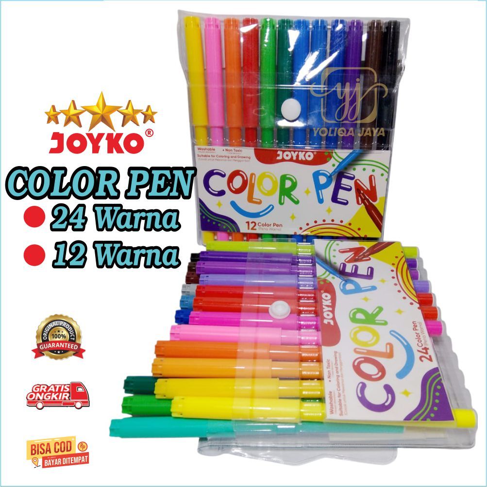 

Color PEN JOYKO 12 WARNA & 24 WARNA,SPIDOL WARNA JOYKO Color Brush Pen Pena Kuas Warna Joyko CLP-60