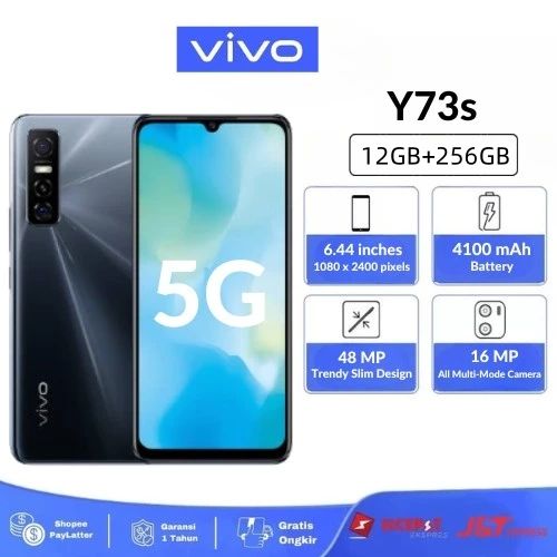 Vivo Y73s 5G HP Murah Cuci Gudang RAM 12GB/256GB Layar 6.44" Baterai 4100mAh Android Garansi 1 Tahun