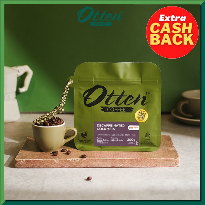 

ASLII Kopi Decaffeinated Columbia Sugar Cane Process 200g - Biji / Bubuk Kopi Otten Coffee