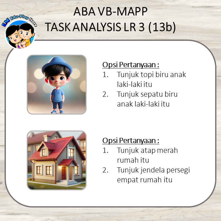 Kartu ABA-VB Listener Responding 3.13-b "Mengidentifikasi Objek berdasarkan Subjek, Kata Sifat, dan 