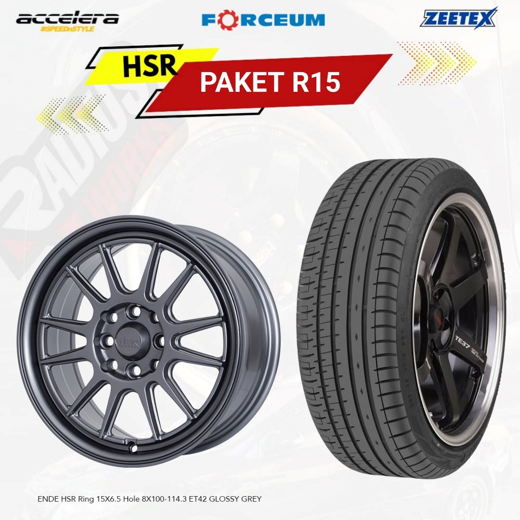 Paket velg plus ban ring 15 untuk calya brio swift sigra agya dll hsr ende ban accelera
