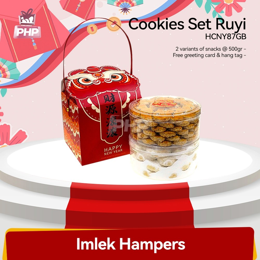 

#PHP Hampers Snack & Kue Kering Cookies Set Imlek CNY 2 in 1 (L) - Paket Ru Yi