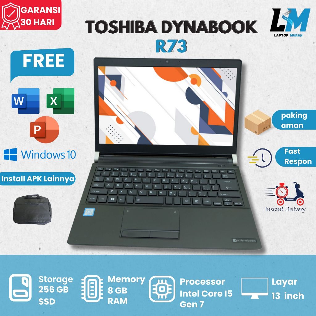 Laptop Toshiba R73 Core I5 I7 Ram 8gb Ssd 256gb Windows 10 13inch