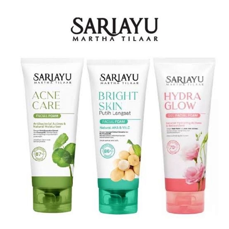 Sariayu Putih Langsat Facial Foam / Sariayu Acne Care Facial Foam / Sariayu Hydra Glow Facial Foam /