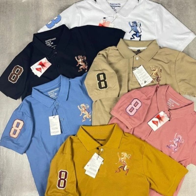 Kaos Kerah POLO Pria Terbaru / Polo Shirt GIORDANO  3D Lion Mens Shirt