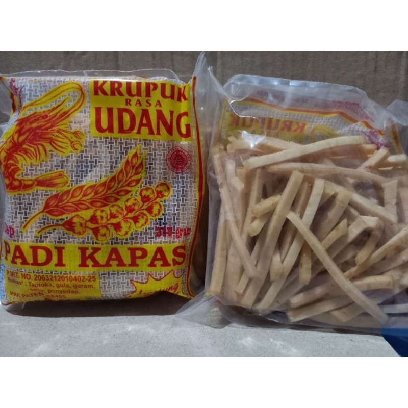 

KERUPUK UDANG STIK 250 GRAM CAP PADI KAPAS KHAS INDRAMAYU