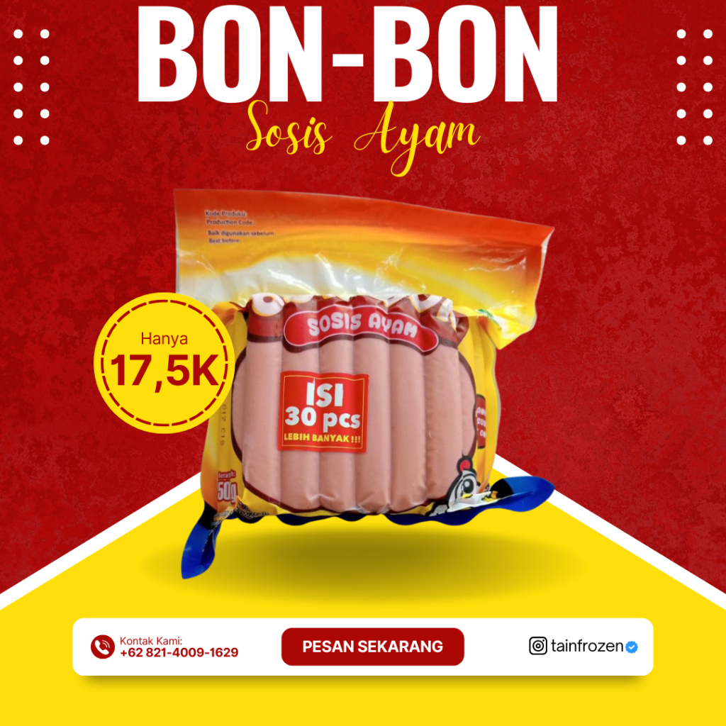 

Bon-Bon Sosis Ayam 500g Isi 30 Batang