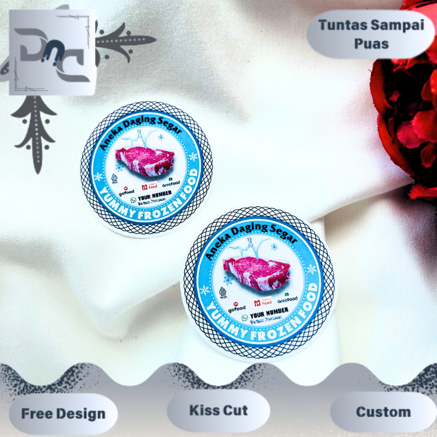 

2-4 DND Label Bulat Sticker Print Vinyl Stiker Frozen Food Anti Air Stiker Makanan Beku Kecil Custom