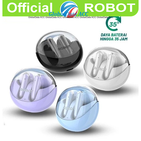 ROBOT Flybuds T30 TWS Headset Bluetooth 5.3 Wireless Earphone With Transparent Case Garansi Original