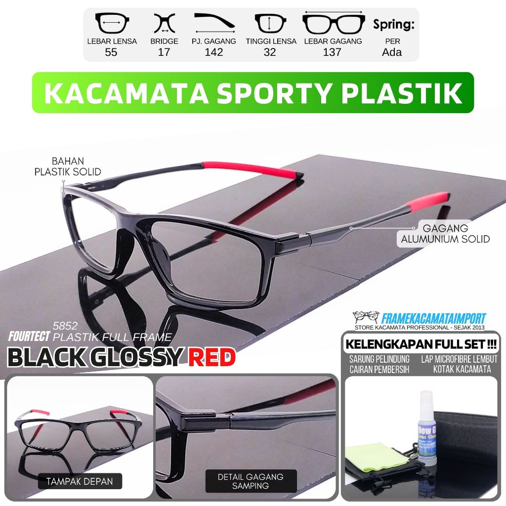Kacamata Sporty Lensa Minus Silinder Frame Plastik Pria