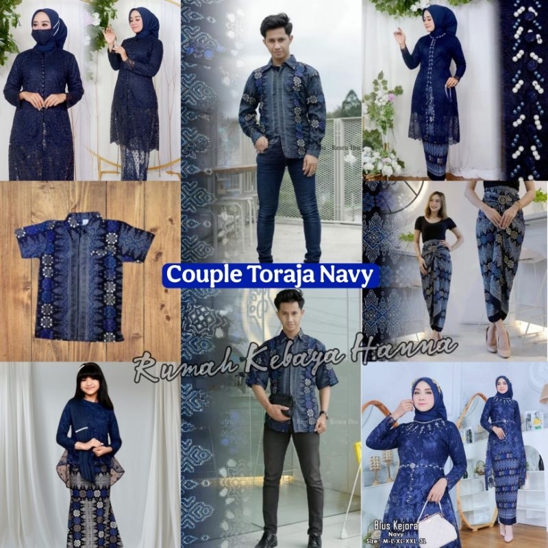 Couple Keluarga Navy Series Batik Pria Dewasa Anak Seragam Kondangan Pesta Hajatan Besanan Terlaris