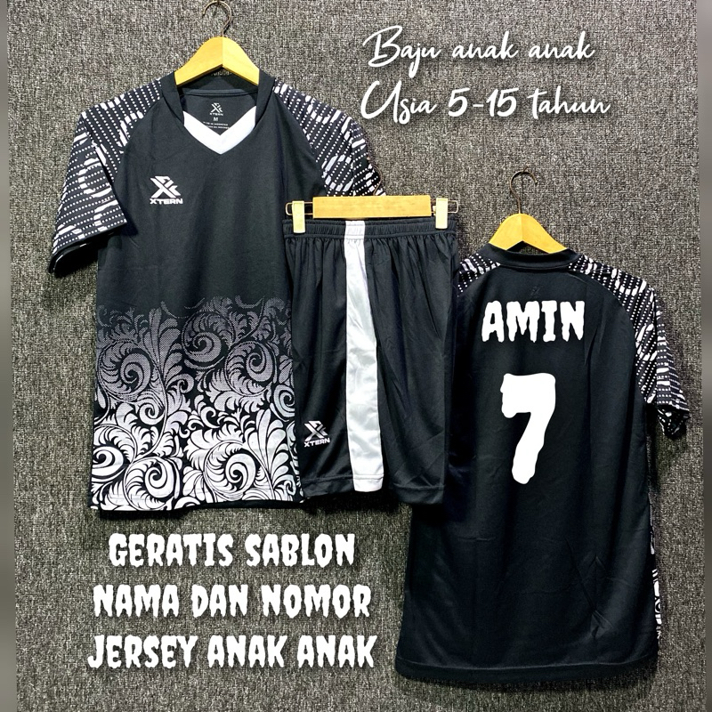 Baju Jersey Anak Tim Sepakbola Futsal Basket Volly Geratis Nama Nomor Punggung Kaos Olahrga Junior