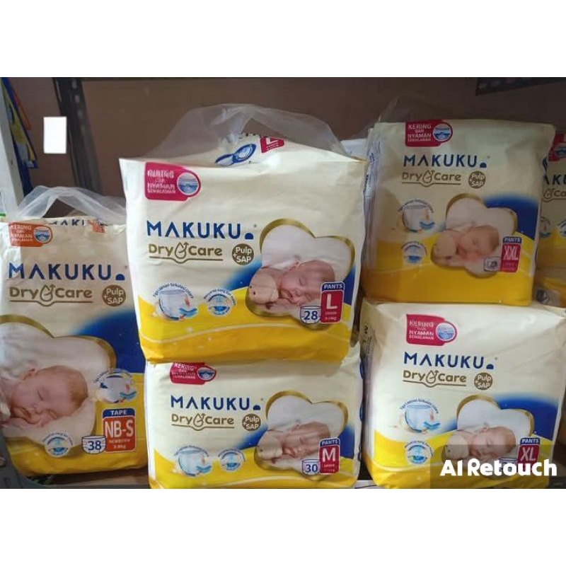 pampers Makuku dry care NBS38 M30 L28 XL24