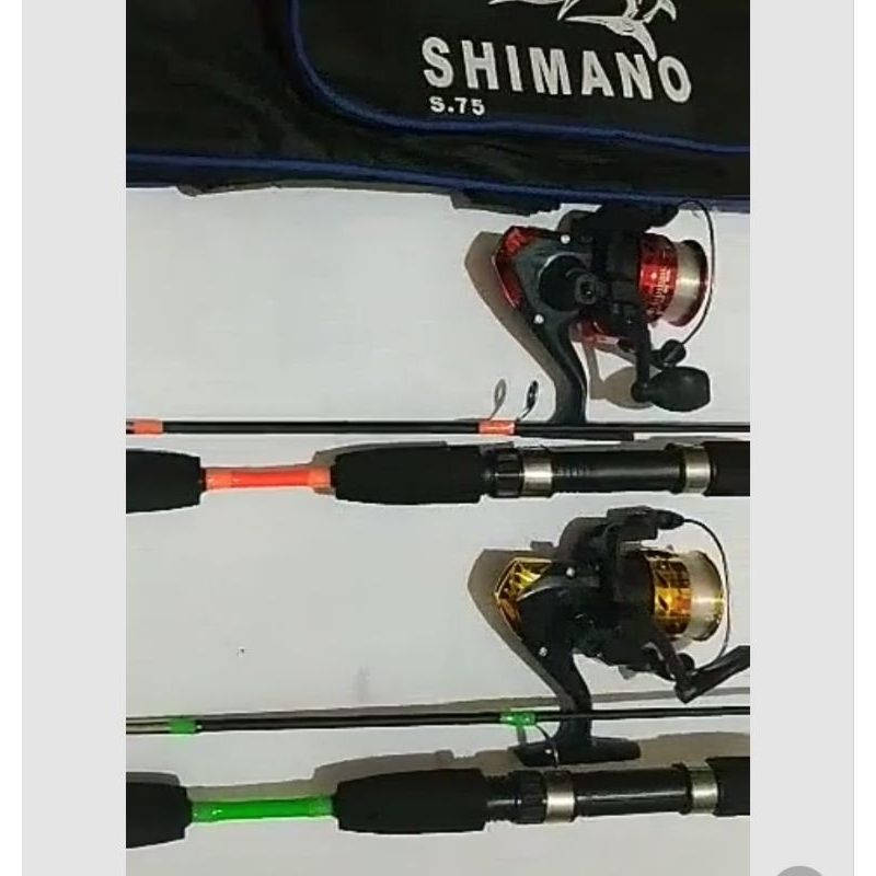 Alat pancing 2 set reel 5 bearing sambungan fiber