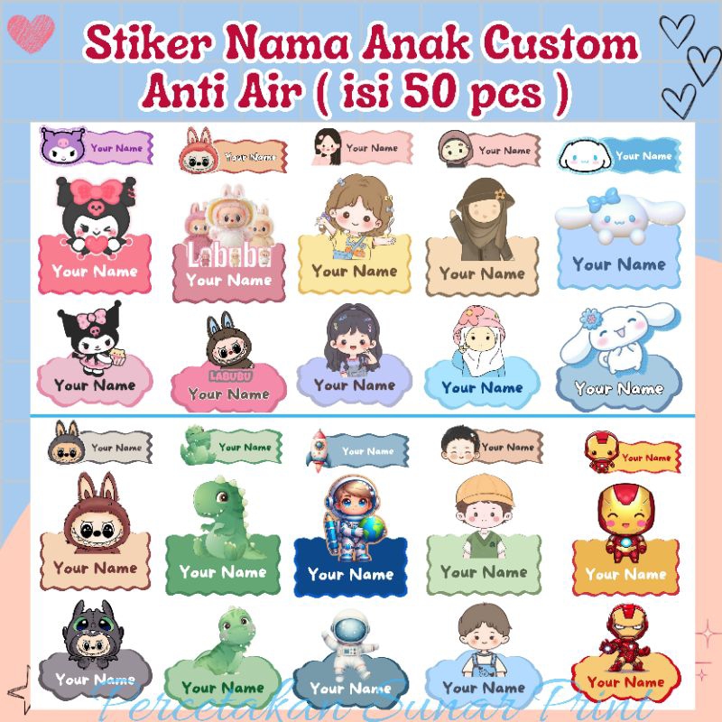 

Stiker Custom Nama Anak Waterproof untuk Pensil / Barang / Mainan