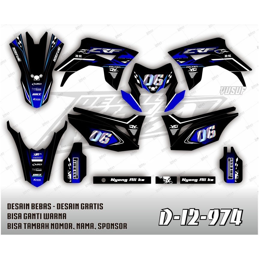 Decal Honda CRF 150L MOTIF RACING hitam biru