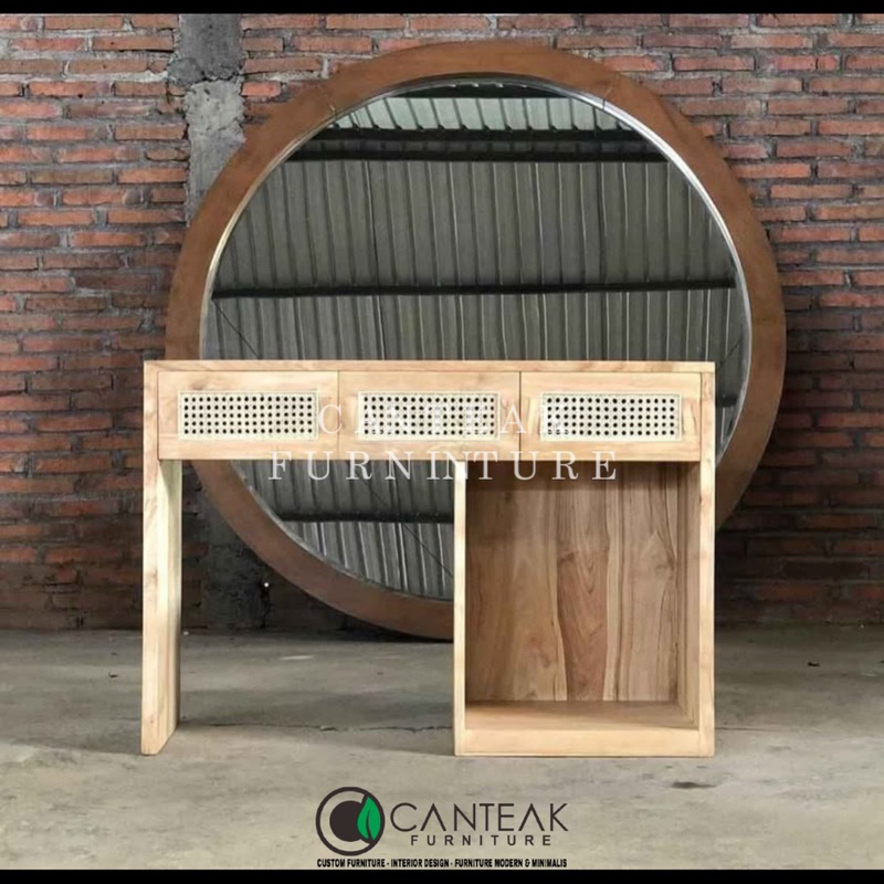 MEJA KERJA MINIMALIS 3LACI-MEJA KERJA ROTAN-MEJA KERJA KAYU JATI