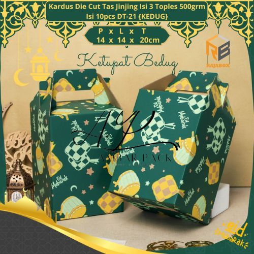 

(10 pcs) dus die cut tenteng lebaran kardus toples kue kering 500gr isi 3 box parcel hantaran idul fitri eid mubarak