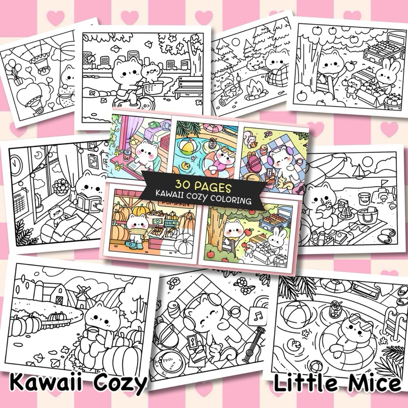 

30 Lembar Kertas Mewarnai Buku Mewarnai Kawaii Cozy Dewasa Anak