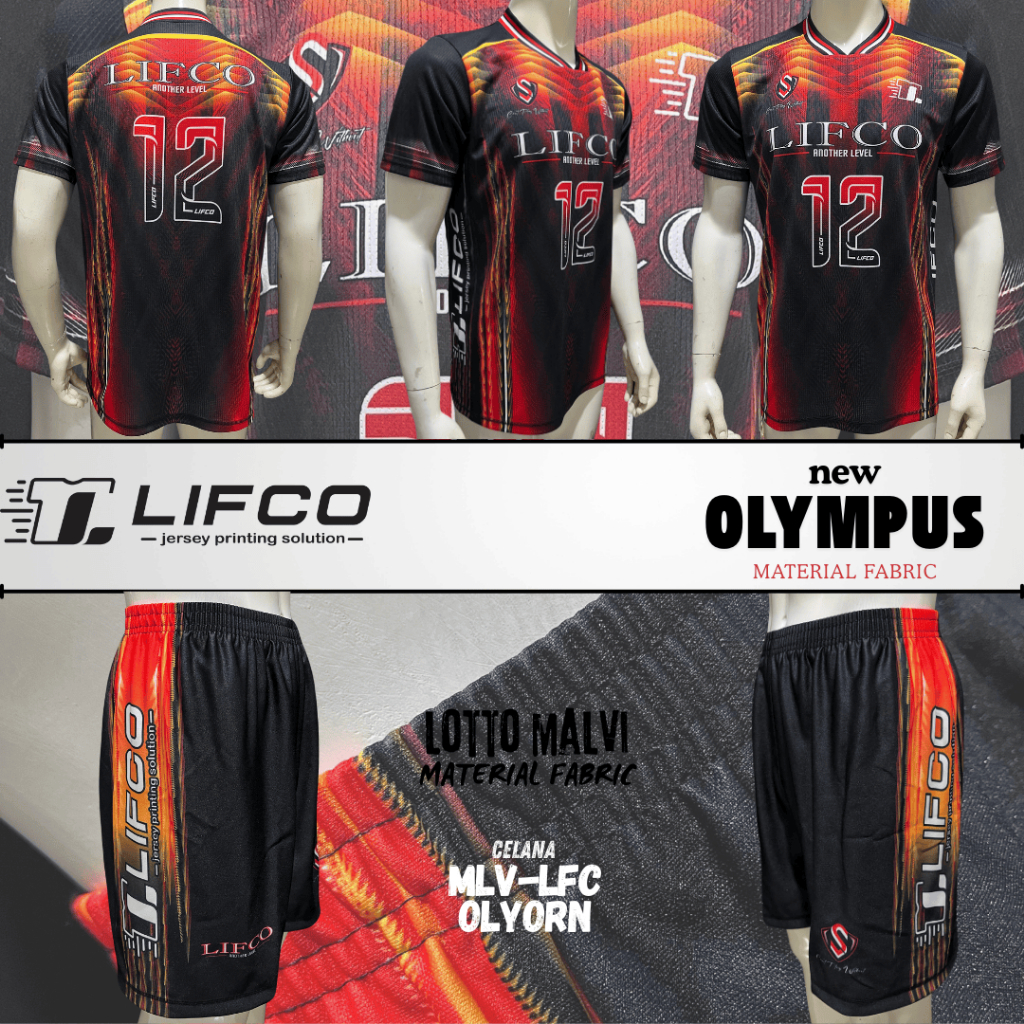 CELANA VOLI LIFCO / JERSEY VOLI  OLYMPUS BLACK ORANGE SERIES (TIDAK BISA REQUEST NAMA)