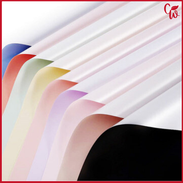 

20 Lembar kertas Buket Flower Wrapping Bi Color White Cellophane Waterproof Kertas Buket Bunga Flower Wrap KB6121