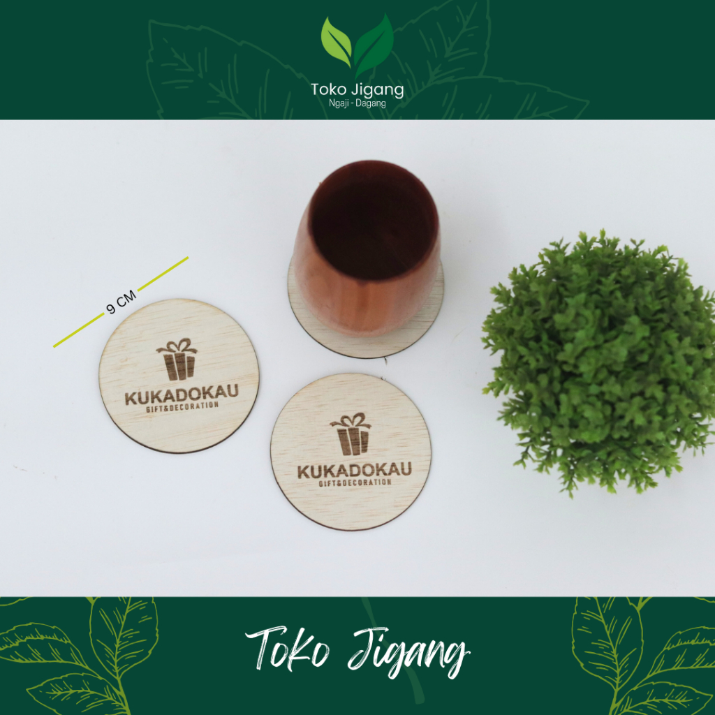 JIGANG | Coaster Kayu Custom Grafir | Tatakan Gelas Gratis Grafir Logo & Tulisan