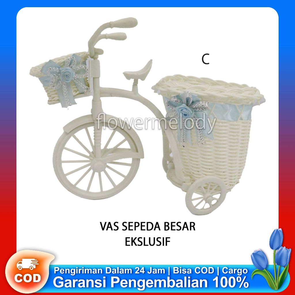 VAS SEPEDA BIRU EKSLUSIF/ HIAS POT SEPEDA BUNGA MINIATUR SEPEDA POT