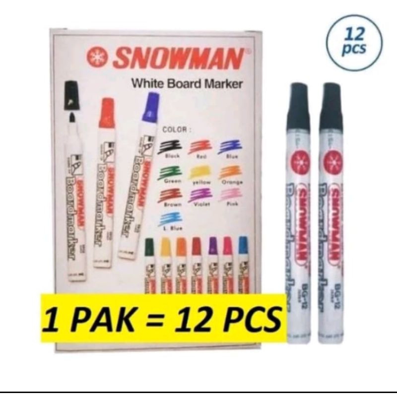 

Spidol Snowman Whiteboard BG12 hitam isi 12 pcs