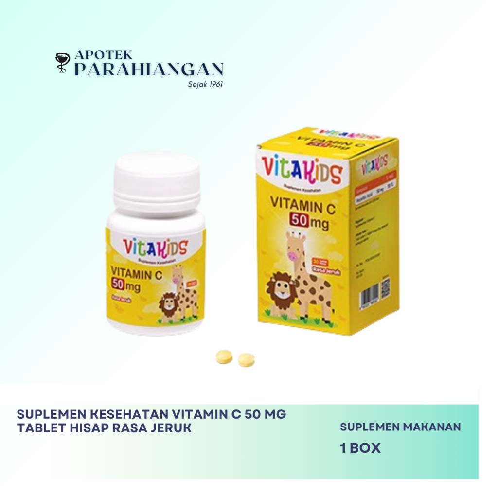 Vitakids Vitamin C 50 mg isi 30 Tablet Hisap Rasa Jeruk