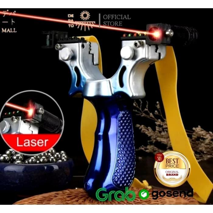 Big Power Ketapel Tactical Slingshot Laser Sight Rubber Band Bonus 100 Steel Ball