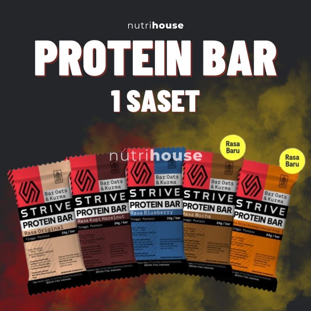 STRIVE Protein Bar 1 saset 60gr dengan 24gr Protein/ Bar High Protein Bar