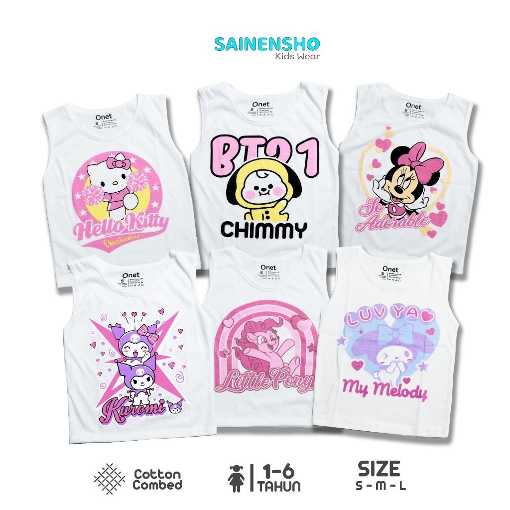 Kaos Kutung Anak Perempuan 1-6 Tahun Singlet Tank Top  Motif Karakter Kartun Lucu - Sainensho Store