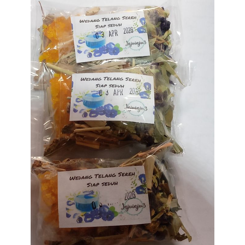 

Wedang Telang Sereh + Gula Batu siap seduh