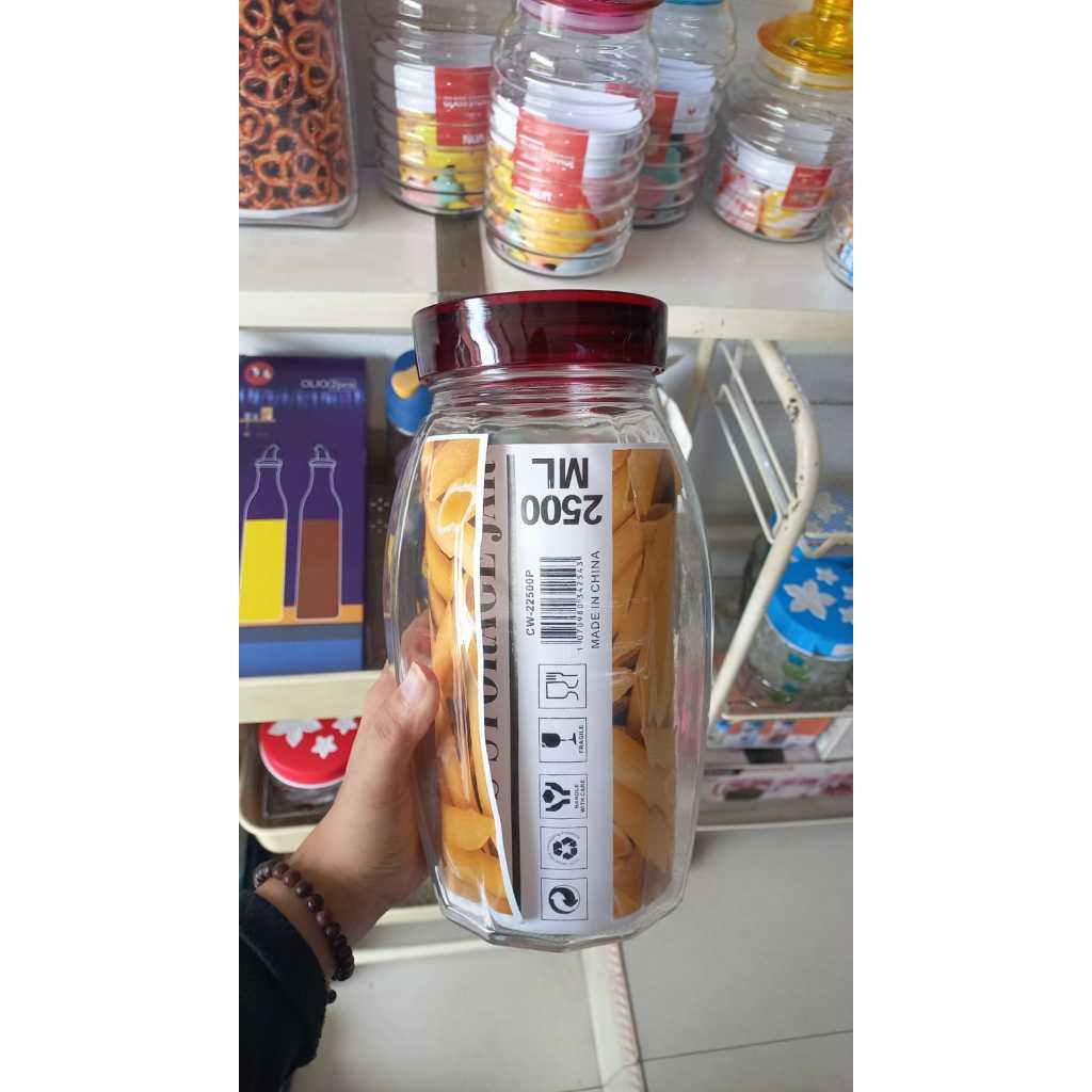 [ CW-2250 0P ] CANISTER JAR GLASS 2500 ML TOPLES KACA 2.5 LITER TOPLES KUE TOPLES ASINAN