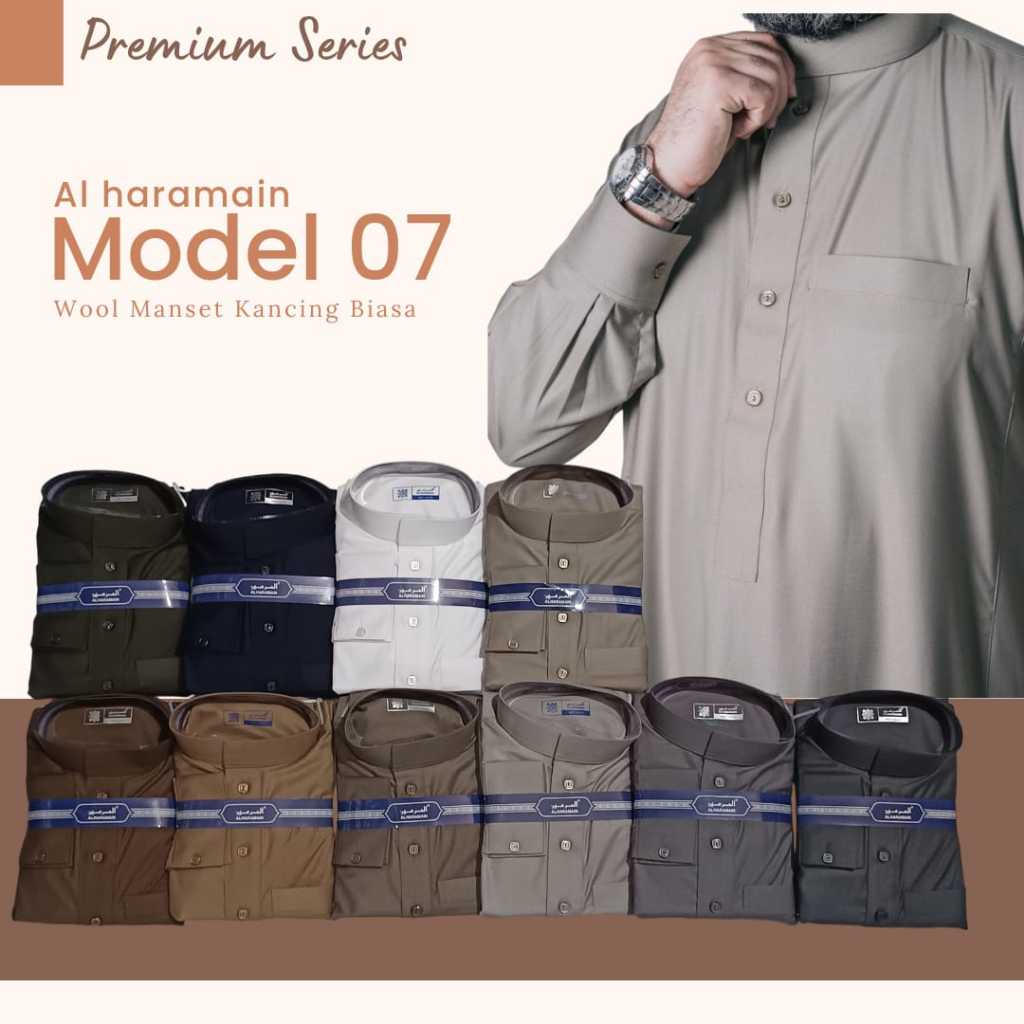 GAMIS JUBAH PRIA AL HARAMAIN BAHAN WOLL KANCING BIASA LENGAN MANSET