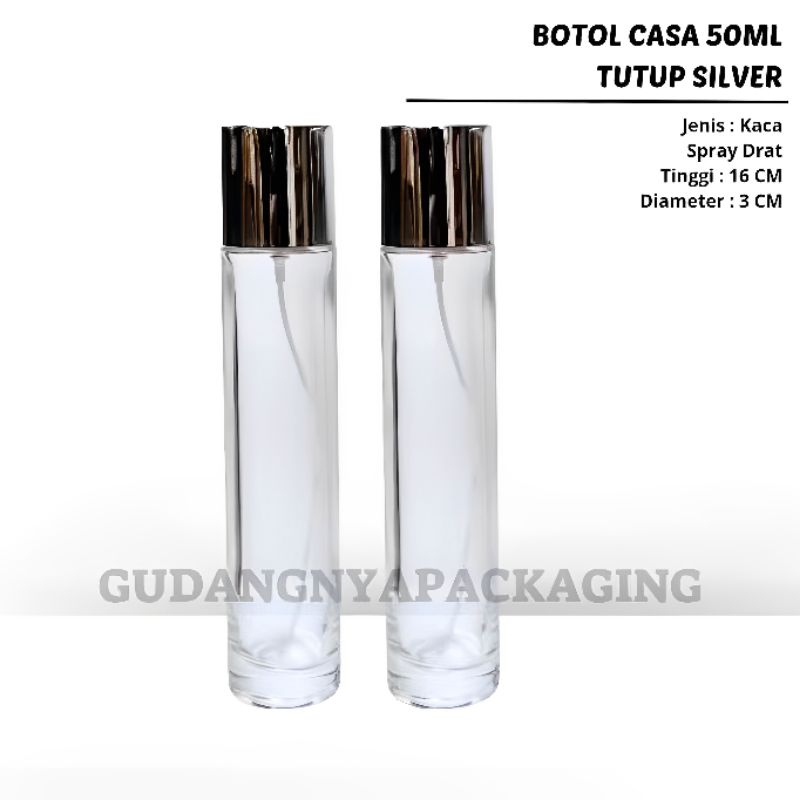 Botol Parfum Casa 50ML Drat Silver - Botol Parfum Kosong Casa - Botol Casa Drat 50ML