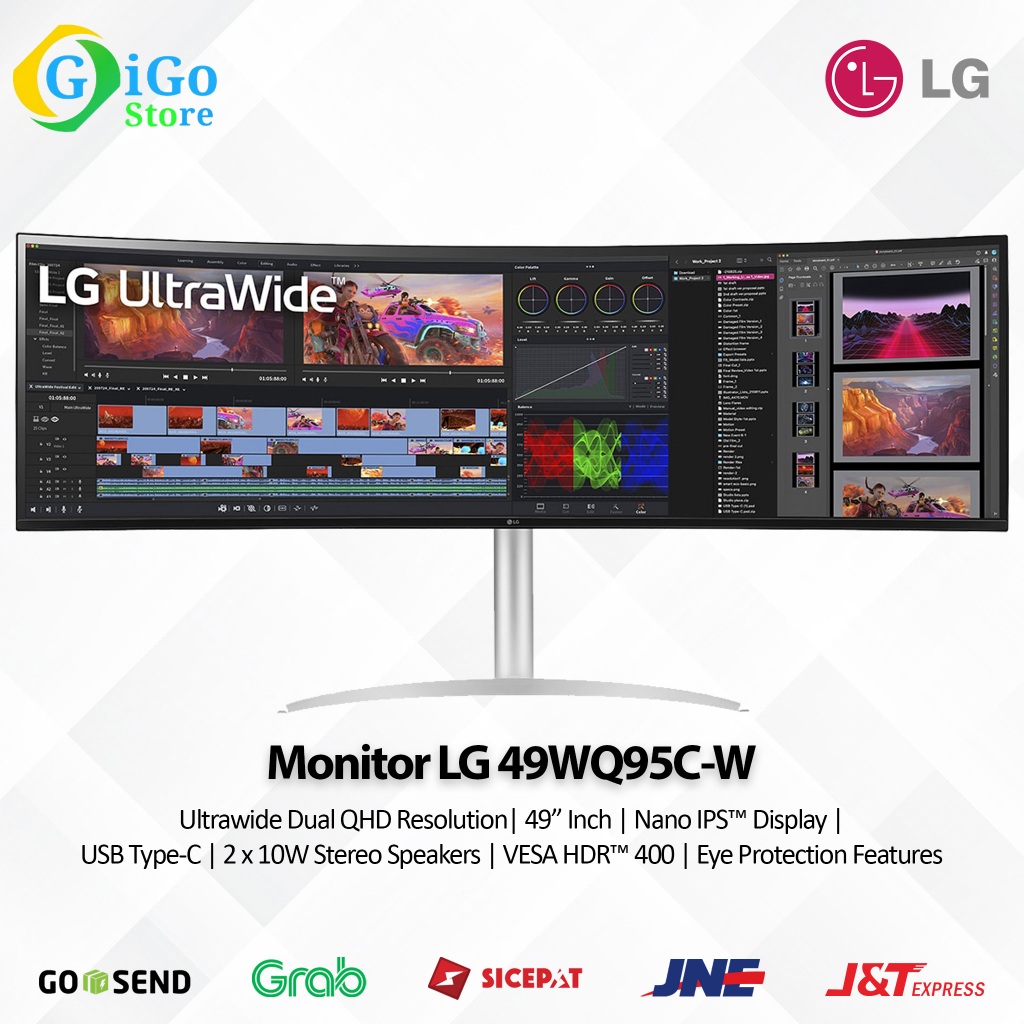 Ultrawide Monitor LG 49WQ95C Dual QHD Nano IPS 144Hz USB-C HDMI DP HDR400 Built-in Speaker For Lapto