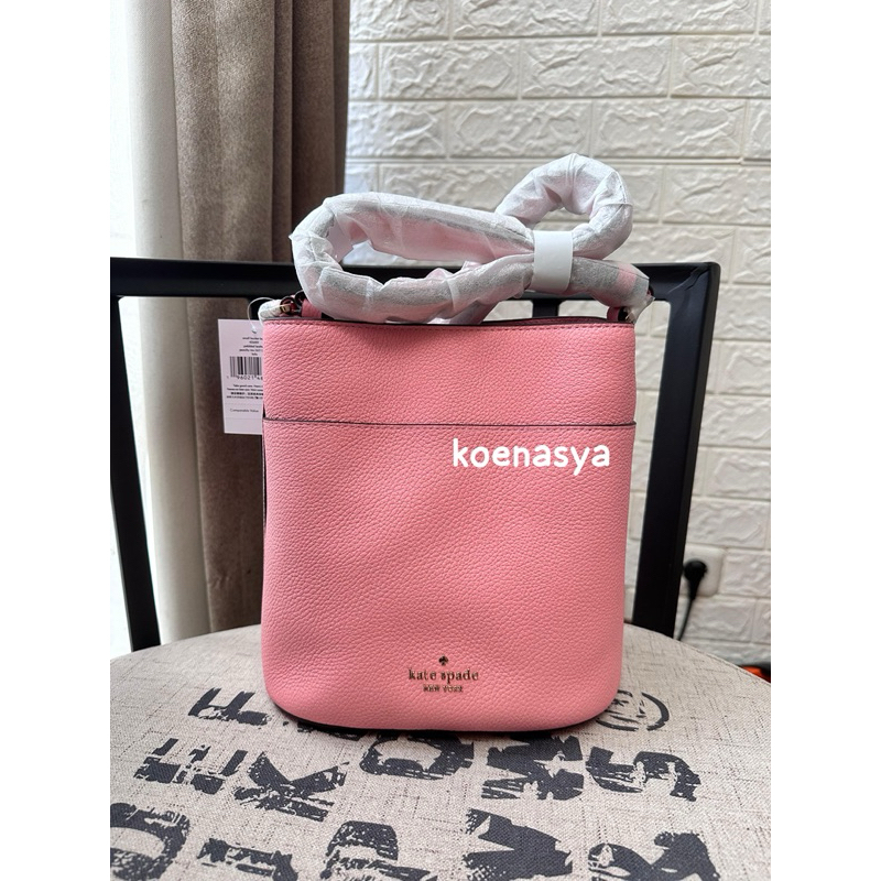 ks kate spadeoriginal leila bucket shoulder/sling bag peachy rose new