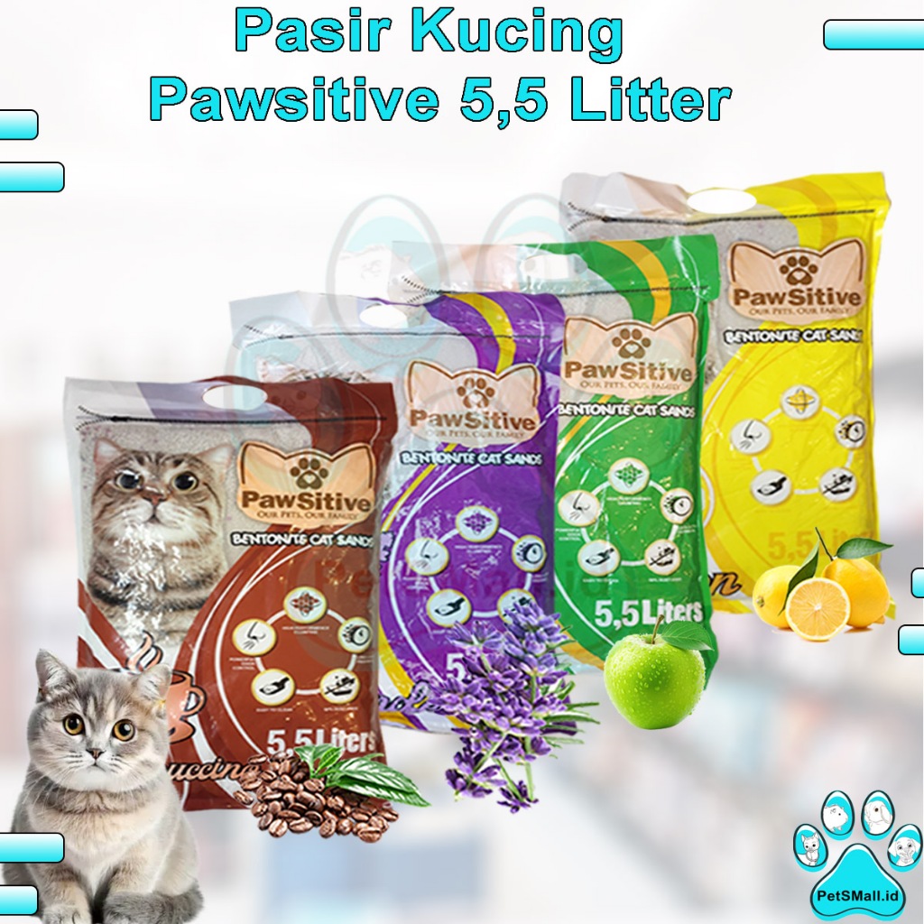 Pasir Kucing 5,5 liter Pawsitive pasir kucing gumpal wangi / pasir kucing gumpal 5,5 liter / pawsiti