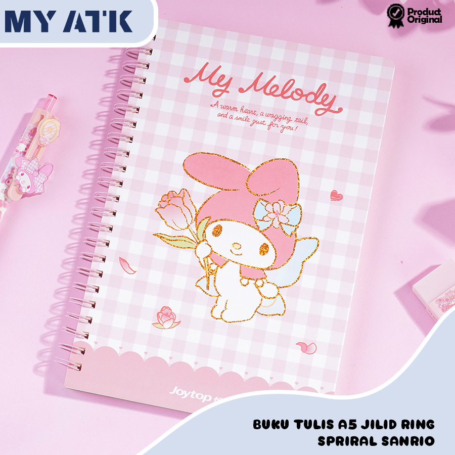 

Ring Book Sanrio/ Buku Tulis A5 Kuromi Cinamoroll Melody/ Buku Catatan Garis Polos