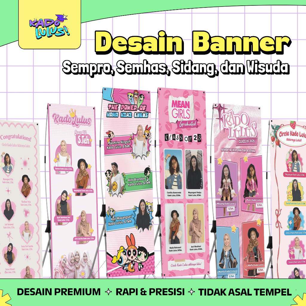 KADO LULUS Banner Spanduk Sidang Skripsi Wisuda Sempro Semhas Desain Unik Lucu #11